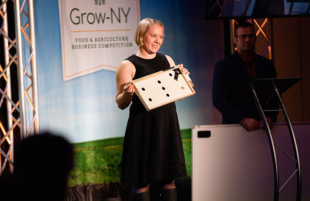 Combplex founders Haley Scofield and Nathan Oakes present their innovation for honey bee hive frames that kills the harmful Varroa mite without harming honey bees.